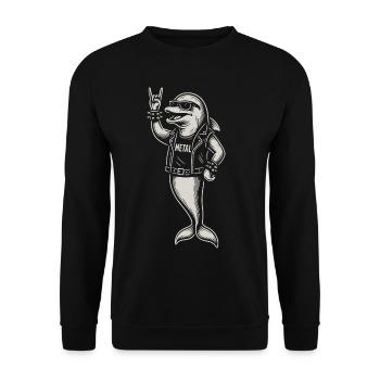 Metal Music Dolphin Rock Music Heavy Metal - Unisex Sweatshirt - black - Front - Alina (178cm) & Michal (187cm)