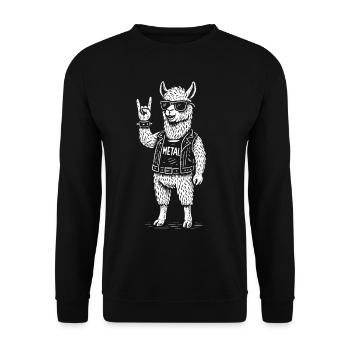 Metal Musik Lama Alpaka Lustig Rock Musik Heavy - Unisex Pullover - Schwarz - Vorne - Alina (178cm) & Michal (187cm)