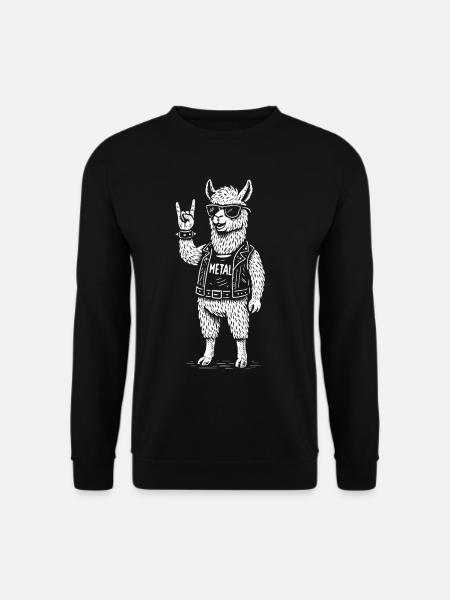 Metal Musik Lama Alpaka Lustig Rock Musik Heavy - Unisex Pullover - Schwarz