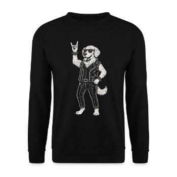 Funny Rock Music Dog Heavy Metal Retro Style - Unisex Sweatshirt - black - Front - Alina (178cm) & Michal (187cm)
