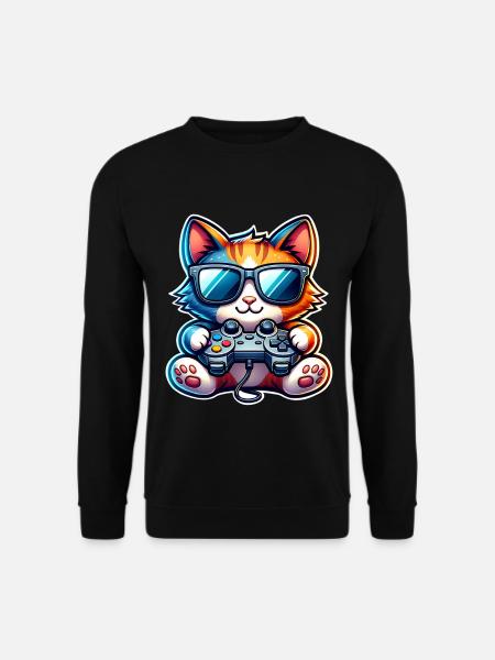 Katze Gaming Gamer - Unisex Pullover - Schwarz