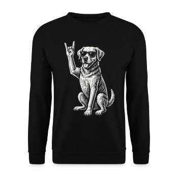 Rock Musique Golden Retriever Drôle Heavy Metal Chien - Sweat-shirt Unisexe - noir - Devant - Alina (178cm) & Michal (187cm)