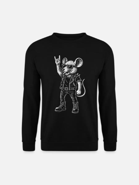 Rockmusik Maus Heavy Metal Lustig Retro - Unisex Pullover - Schwarz