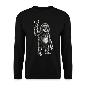 Metal Musik Lustiges Faultier Rock Musik Heavy - Unisex Pullover - Schwarz - Vorne - Alina (178cm) & Michal (187cm)