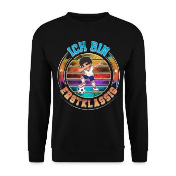 Ich Bin Erstklassig Einschulung - Unisex Pullover - Schwarz - Vorne - Alina (178cm) & Michal (187cm)