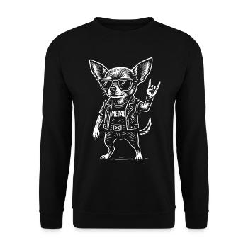 Metal Chihuahua Hund Rockmusik Lustig Heavy Metal - Unisex Pullover - Schwarz - Vorne - Alina (178cm) & Michal (187cm)