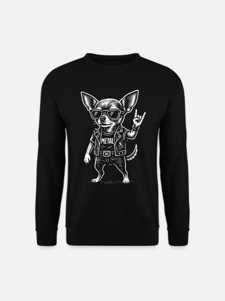 Metal Chihuahua Hund Rockmusik Lustig Heavy Metal - Unisex Pullover - Schwarz