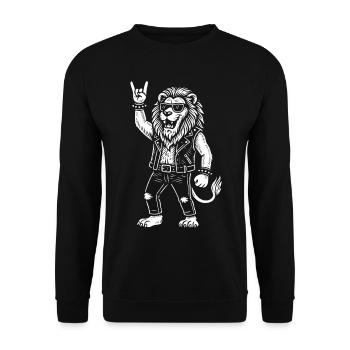 Lion Heavy Metal Rétro Rock Musique Drôle - Sweat-shirt Unisexe - noir - Devant - Alina (178cm) & Michal (187cm)