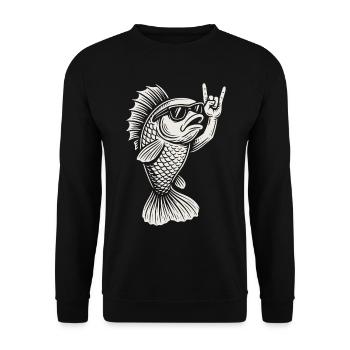 Metal Music Goldfish Rock Music Funny Fish Rock - Unisex Sweatshirt - black - Front - Alina (178cm) & Michal (187cm)