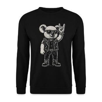 Rock Musique Drôle Heavy Metal Koala Rétro - Sweat-shirt Unisexe - noir - Devant - Alina (178cm) & Michal (187cm)