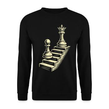 Joueur d’échecs pion à dames Journey - Sweat-shirt Unisexe - noir - Devant - Alina (178cm) & Michal (187cm)