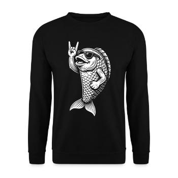 Rockmusik Metal Musik Fisch Lustig Heavy Metal - Unisex Pullover - Schwarz - Vorne - Alina (178cm) & Michal (187cm)
