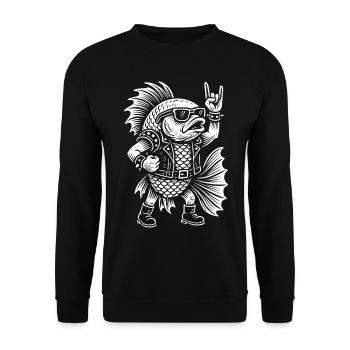 Métal Musique Rock Humour Guppy Fish - Sweat-shirt Unisexe - noir - Devant - Alina (178cm) & Michal (187cm)