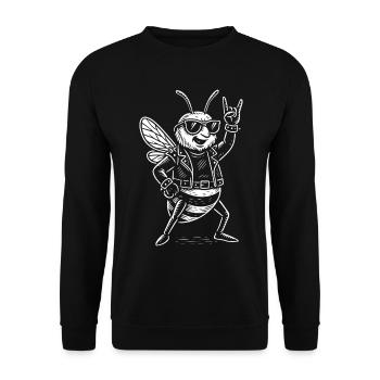Rock Music Funny Heavy Metal Bee - Unisex Sweatshirt - black - Front - Alina (178cm) & Michal (187cm)