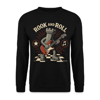 Rook And Roll Chess Player Board Game Fun - Unisex Sweatshirt - black - Front - Alina (178cm) & Michal (187cm)