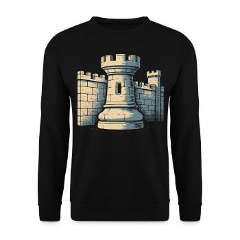 Joueur d’échecs Tour Château Wall Design - Sweat-shirt Unisexe - noir - Devant - Alina (178cm) & Michal (187cm)