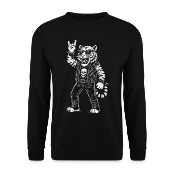 Tiger Liebt Rock Musik Metal Musik Heavy Metal - Unisex Pullover - Schwarz - Vorne - Alina (178cm) & Michal (187cm)