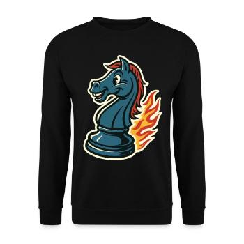 Chevalier d’échecs en flammes drôle - Sweat-shirt Unisexe - noir - Devant - Alina (178cm) & Michal (187cm)