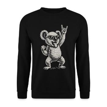 Rockmusik Lustig Heavy Metal Koala Retro - Unisex Pullover - Schwarz - Vorne - Alina (178cm) & Michal (187cm)