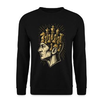 Chess Player Ghost Board Game Men Women - Unisex Sweatshirt - black - Front - Alina (178cm) & Michal (187cm)