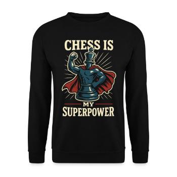Les échecs sont mon super-pouvoir de joueur d’échecs drôle - Sweat-shirt Unisexe - noir - Devant - Alina (178cm) & Michal (187cm)