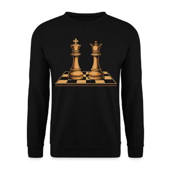 Chess Game Player Chessboard Queen King - Unisex Sweatshirt - black - Front - Alina (178cm) & Michal (187cm)