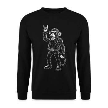 Rockmusik Heavy Metal Affe Retro Mann Frau - Unisex Pullover - Schwarz - Vorne - Alina (178cm) & Michal (187cm)