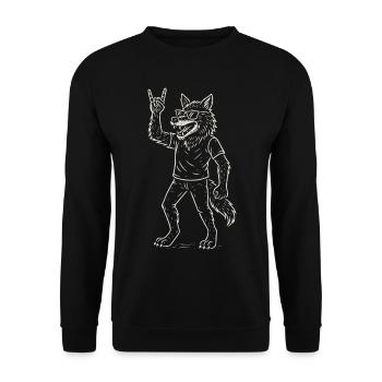 Rock Music Wolf Heavy Metal Funny Retro - Unisex Sweatshirt - black - Front - Alina (178cm) & Michal (187cm)