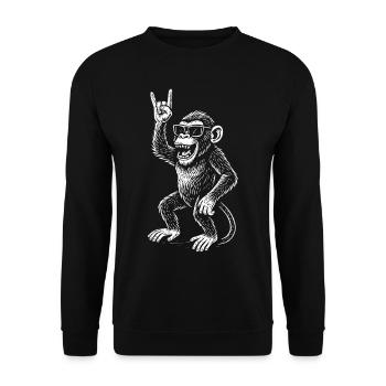 Rock Music Funny Heavy Metal Monkey Retro - Unisex Sweatshirt - black - Front - Alina (178cm) & Michal (187cm)
