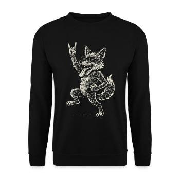Fox aime la musique rock Musique métal Drôle - Sweat-shirt Unisexe - noir - Devant - Alina (178cm) & Michal (187cm)