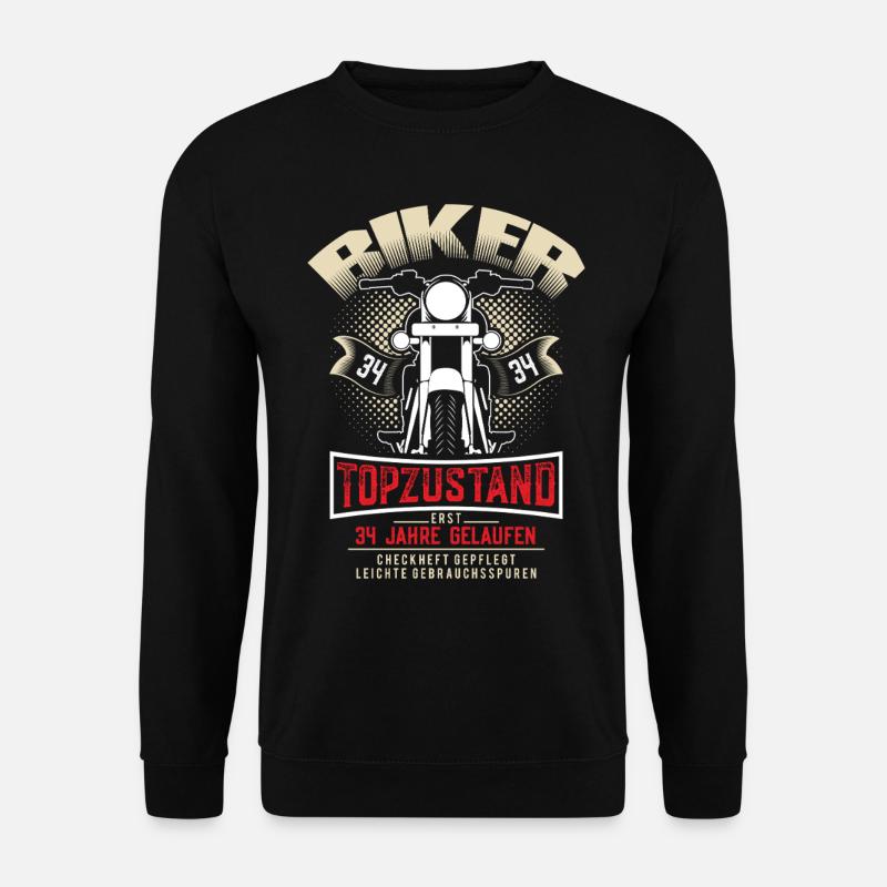 34. Geburtstag Motorradfahrer Motorrad - Unisex Pullover - Schwarz