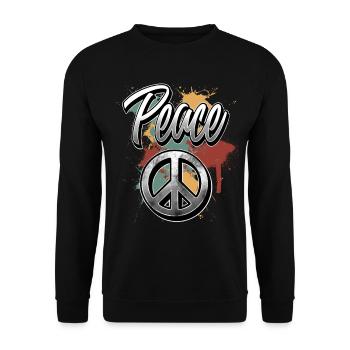 Peace Peace Sign - Unisex Sweatshirt - black - Front - Alina (178cm) & Michal (187cm)