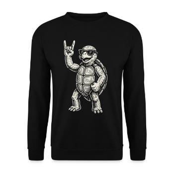Rock Musique Drôle Tortue Heavy Metal Rétro - Sweat-shirt Unisexe - noir - Devant - Alina (178cm) & Michal (187cm)