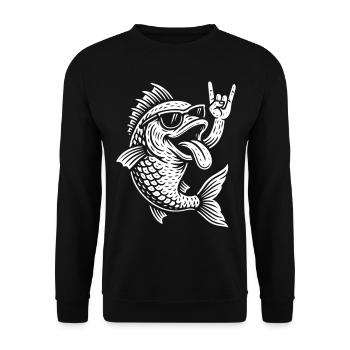 Metal Musik Lustige Fische Rock Musik Heavy Metal - Unisex Pullover - Schwarz - Vorne - Alina (178cm) & Michal (187cm)