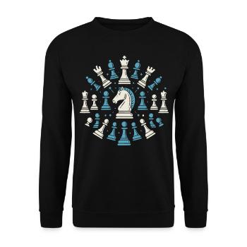 Chess Enthusiasts Circle Of Pieces Knight - Unisex Sweatshirt - black - Front - Alina (178cm) & Michal (187cm)