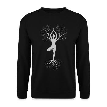 Mindfulness Meditation Tree Pose Design - Unisex Sweatshirt - black - Front - Alina (178cm) & Michal (187cm)