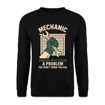 Mechanic Problem Solver Garage Funny Saying - Unisex Sweatshirt - black - Front - Alina (178cm) & Michal (187cm)