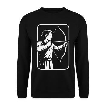 Archery Bow Target Archer Design - Unisex Sweatshirt - black - Front - Alina (178cm) & Michal (187cm)