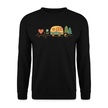 Drôle de camping-car Heartbeat Camping Van Design - Sweat-shirt Unisexe - noir - Devant - Alina (178cm) & Michal (187cm)