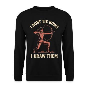 Je ne fais pas de nœuds, je les dessine Archer drôle - Sweat-shirt Unisexe - noir - Devant - Alina (178cm) & Michal (187cm)
