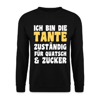 Tante motif familial - Sweat-shirt Unisexe - noir - Devant - Alina (178cm) & Michal (187cm)