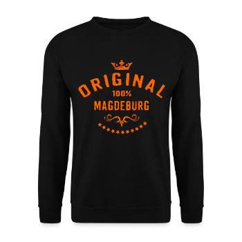 Städte Motiv Magdeburg RAHMENLOS City Geschenk - Unisex Pullover - Schwarz - Vorne - Alina (178cm) & Michal (187cm)