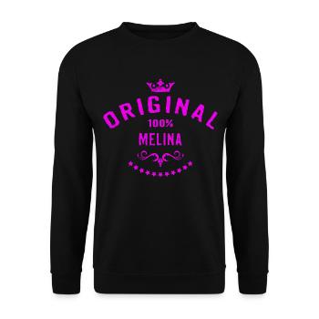 100 Prozent Melina - RAHMENLOS Geburtstagsgeschenk - Unisex Pullover - Schwarz - Vorne - Alina (178cm) & Michal (187cm)
