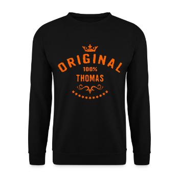 Maenner Vorname 100 Prozent Thomas - RAHMENLOS - Unisex Pullover - Schwarz - Vorne - Alina (178cm) & Michal (187cm)