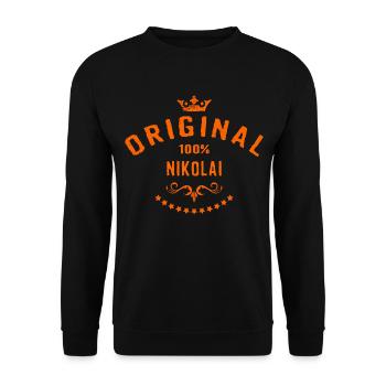 Maenner Vorname 100 Prozent Nikolai - RAHMENLOS - Unisex Pullover - Schwarz - Vorne - Alina (178cm) & Michal (187cm)