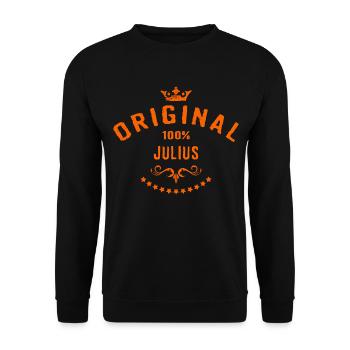 Maenner Vorname 100 Prozent Julius - RAHMENLOS - Unisex Pullover - Schwarz - Vorne - Alina (178cm) & Michal (187cm)
