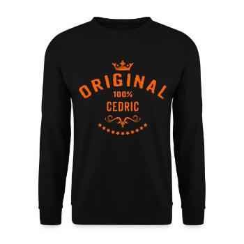Maenner Vorname 100 Prozent Cedric - RAHMENLOS - Unisex Pullover - Schwarz - Vorne - Alina (178cm) & Michal (187cm)