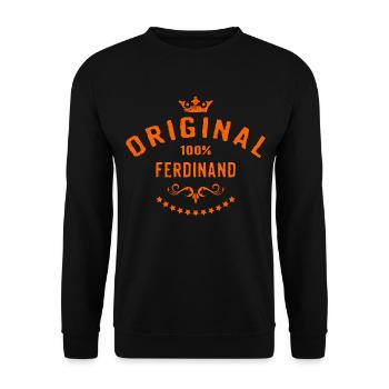 Maenner Vorname 100 Prozent Ferdinand - RAHMENLOS - Unisex Pullover - Schwarz - Vorne - Alina (178cm) & Michal (187cm)