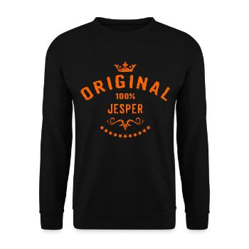 Maenner Vorname 100 Prozent Jesper - RAHMENLOS - Unisex Pullover - Schwarz - Vorne - Alina (178cm) & Michal (187cm)