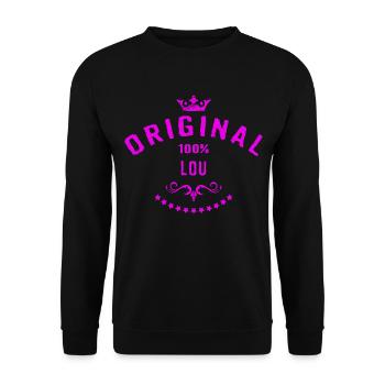Frauen Vorname 100 Prozent Lou - RAHMENLOS - Unisex Pullover - Schwarz - Vorne - Alina (178cm) & Michal (187cm)